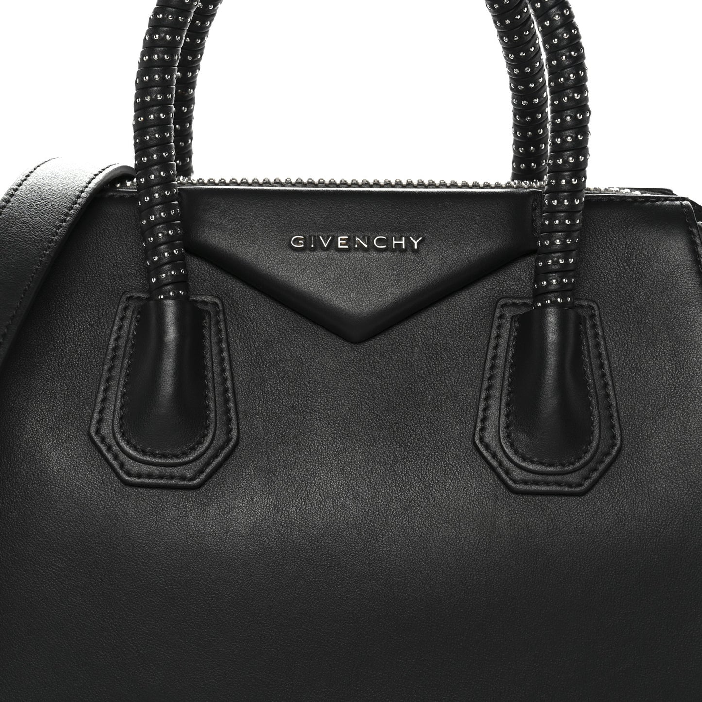 Calfskin Small Studded Antigona Black