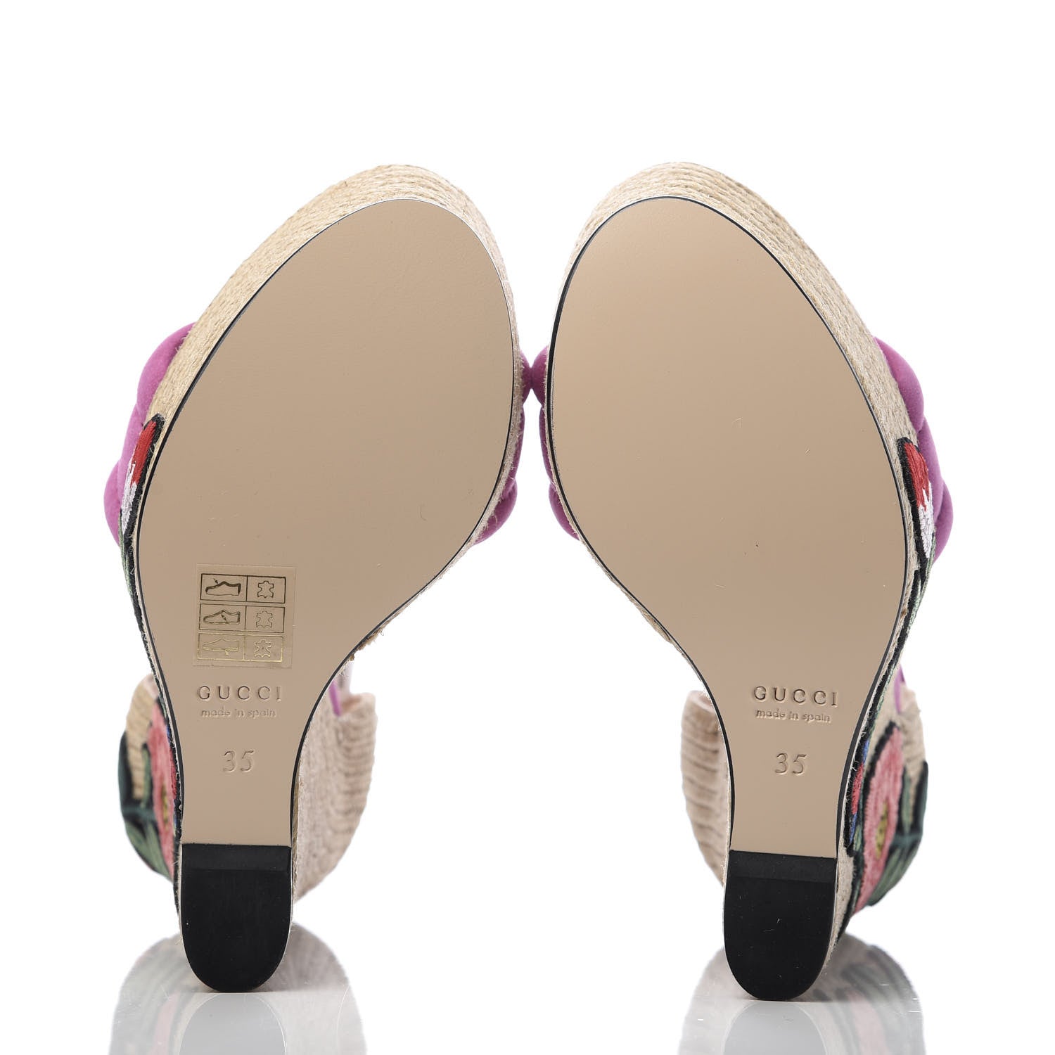 Gucci Kid Scamosciato Ophelia Espadrille Platform Wedge Sandals 35 Rododendro 5 of 9