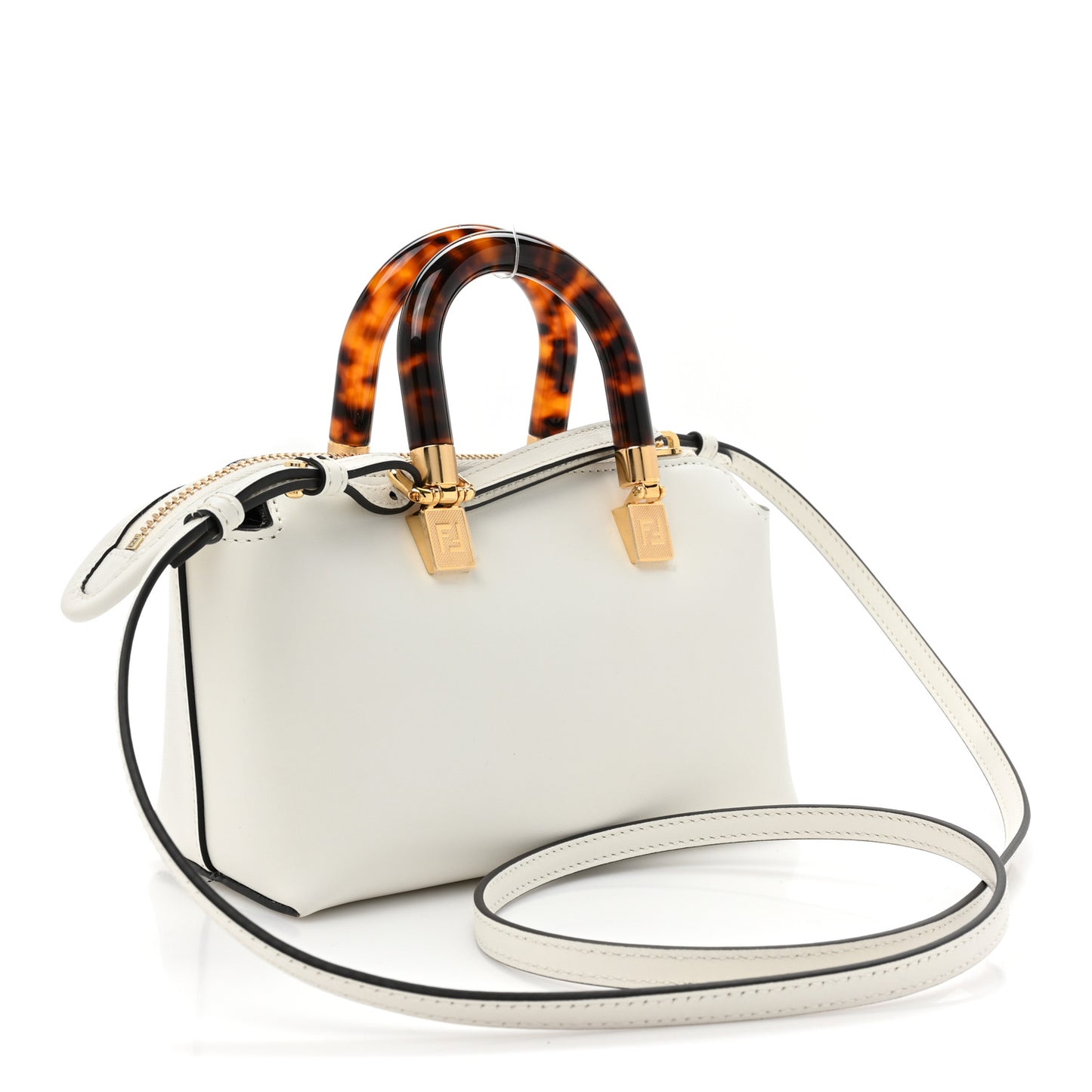 Vitello King Plexiglass Logo Embossed Mini By The Way Top Handle Boston Bag White Rice