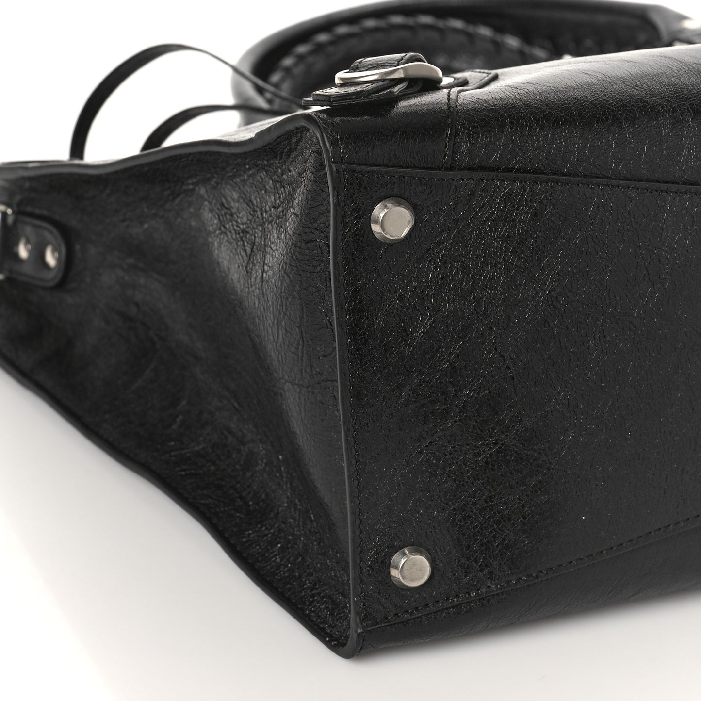 Agneau Arena Neo Classic Silver Hardware Large Upside Down Tote Black