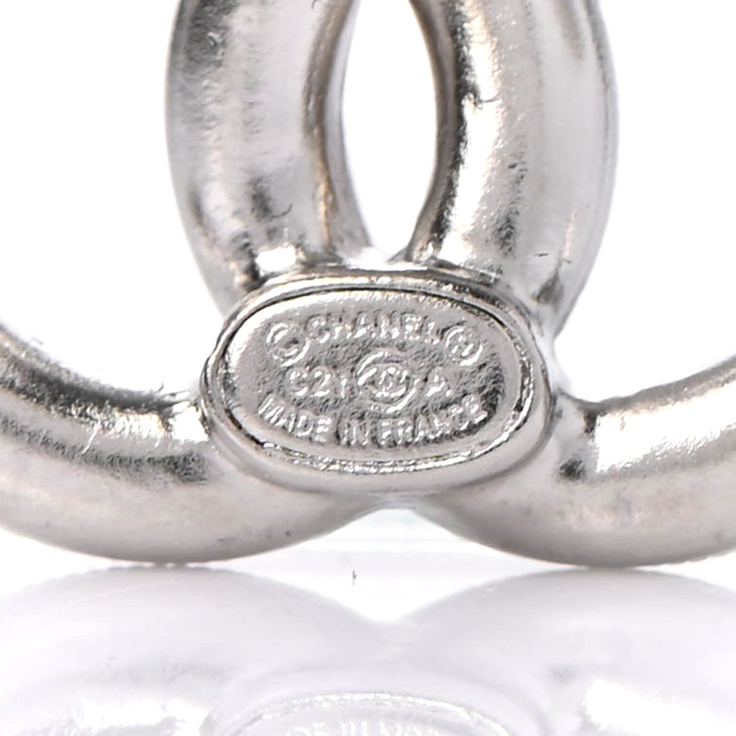 Chanel Crystal CC Earrings Silver 4 of 4