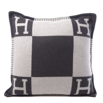 Hermes Wool Cashmere Avalon Pillow PM Ecru Gris Fonce 1 of 5