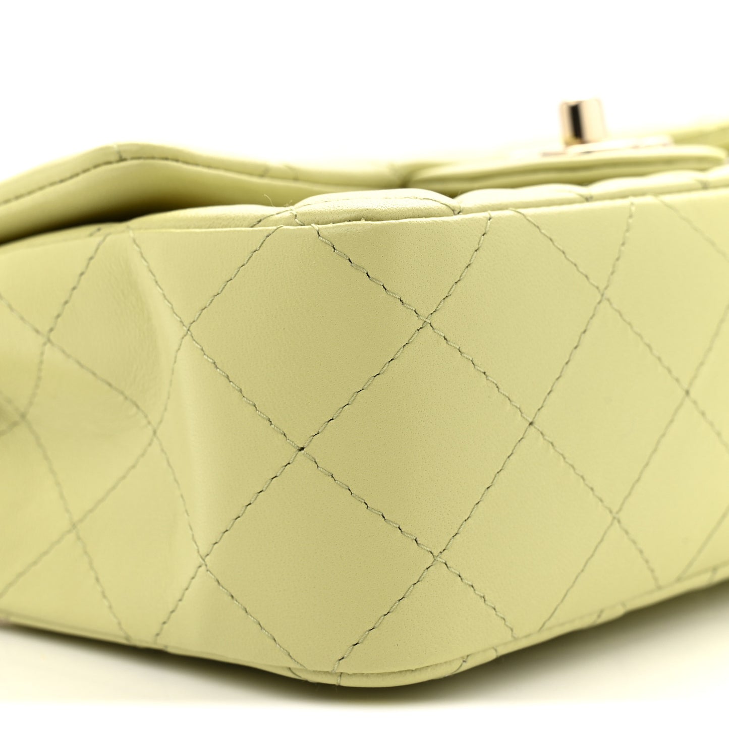 Lambskin Quilted Mini Rectangular Flap Light Green