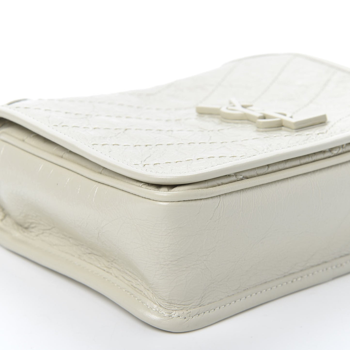 Crinkled Calfskin Matelasse Monogram Niki Chain Wallet Crema Soft