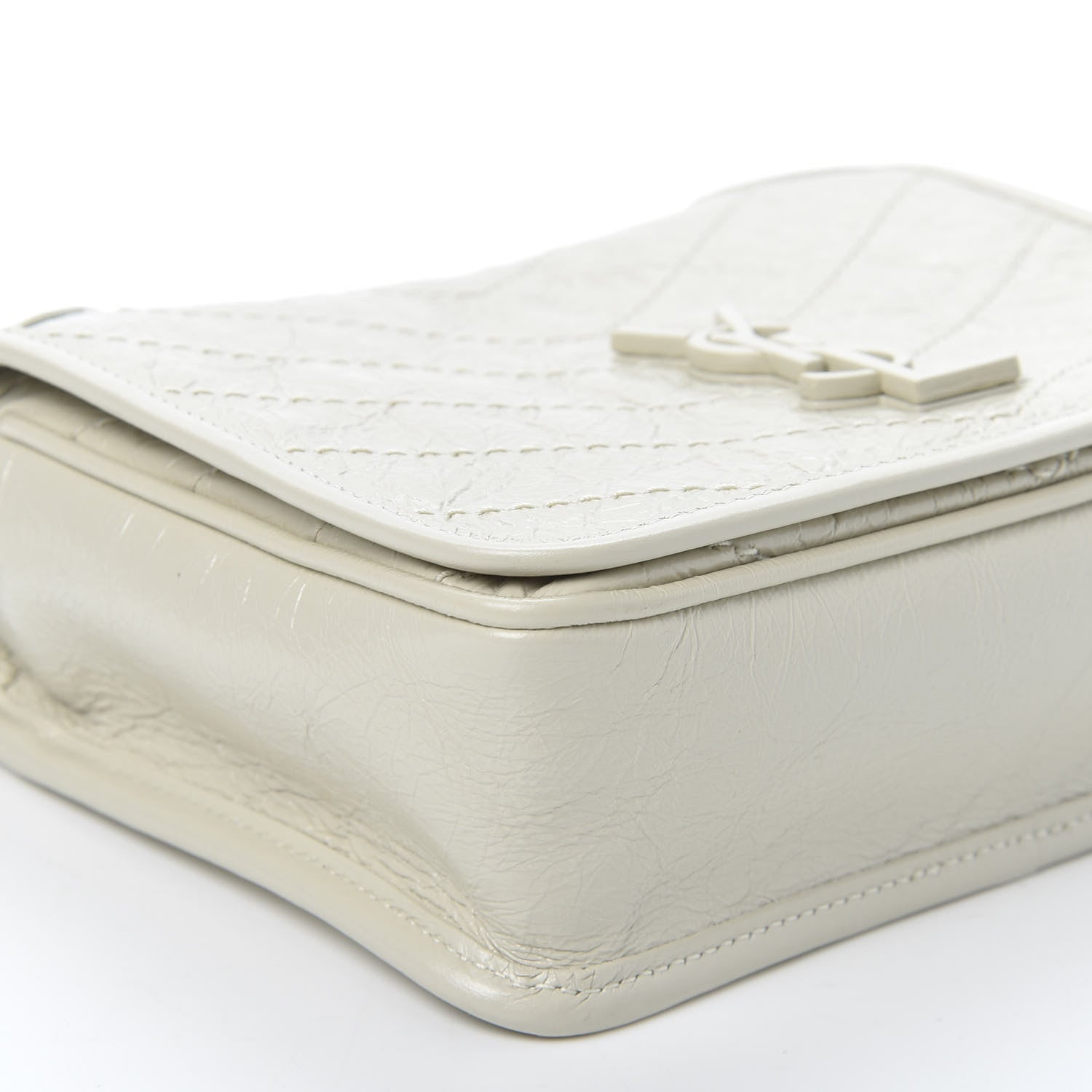 Saint Laurent Crinkled Calfskin Matelasse Monogram Niki Chain Wallet Crema Soft 5 of 9