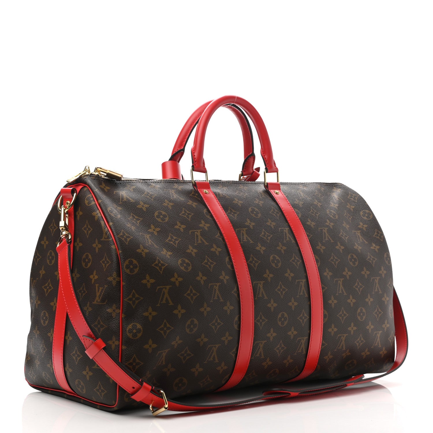 Louis Vuitton Calfskin Monogram Keepall Bandouliere 50 Coquelicot 3 of 11