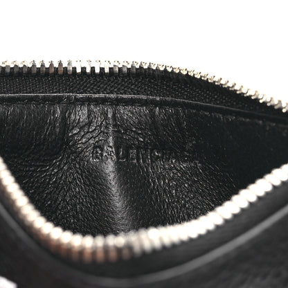 Balenciaga Grained Calfskin Miami Logo Cash Coin Card Holder On Keychain Black 6 of 9