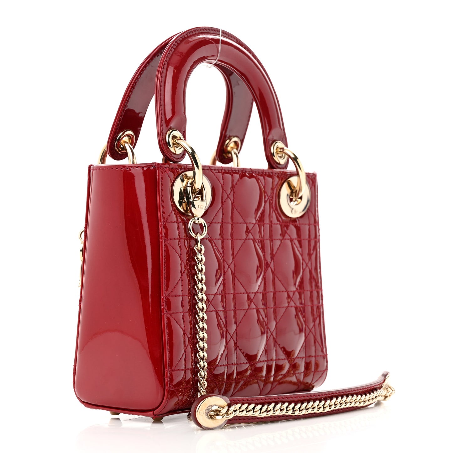 Patent Cannage Mini Lady Dior Red