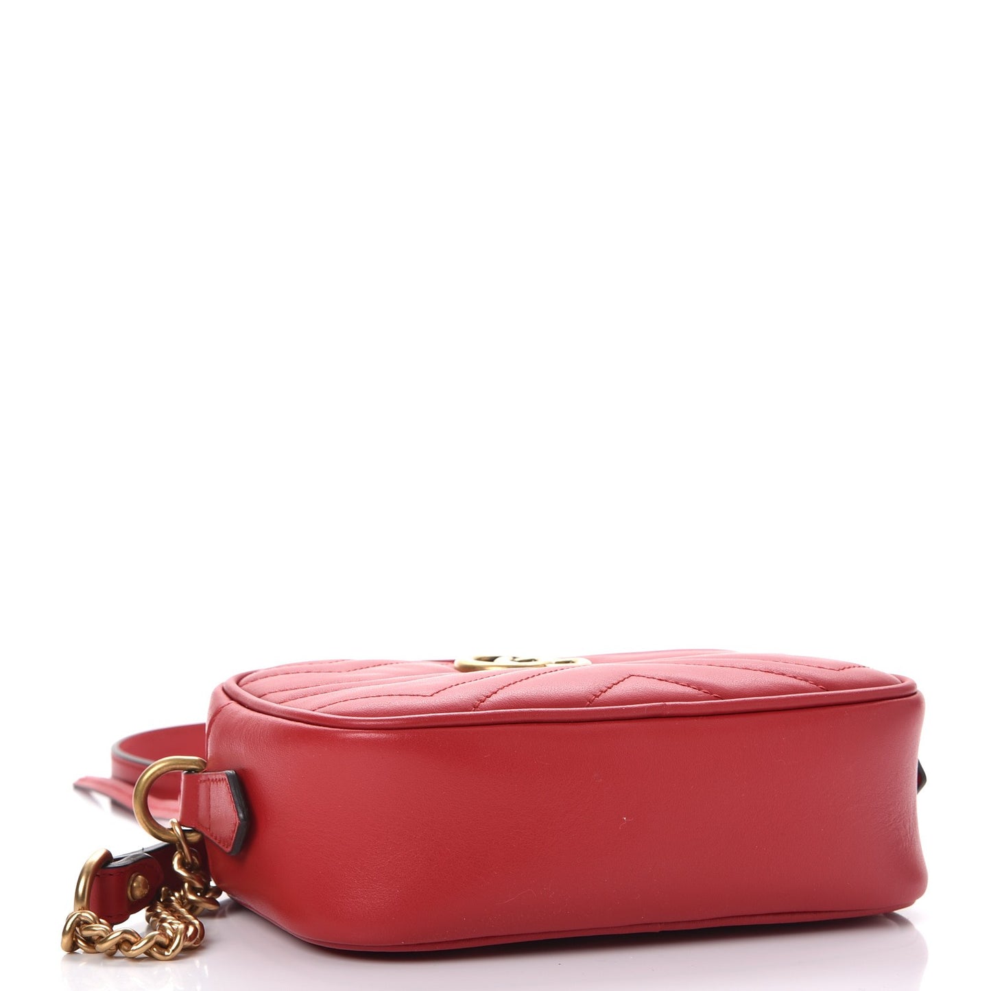 Calfskin Matelasse Mini GG Marmont Chain Shoulder Bag Hibiscus Red