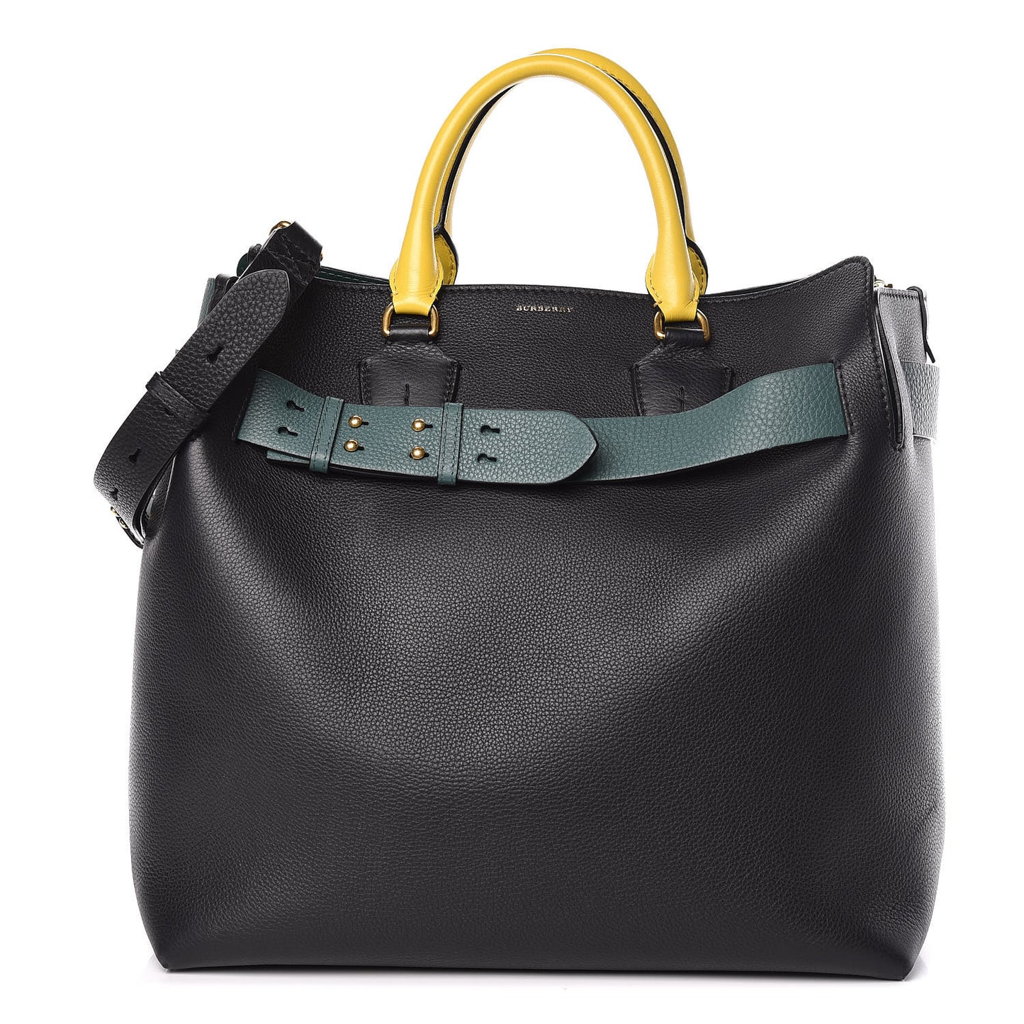 Soft Grain Calfskin Large Belt Bag Black Sea Green