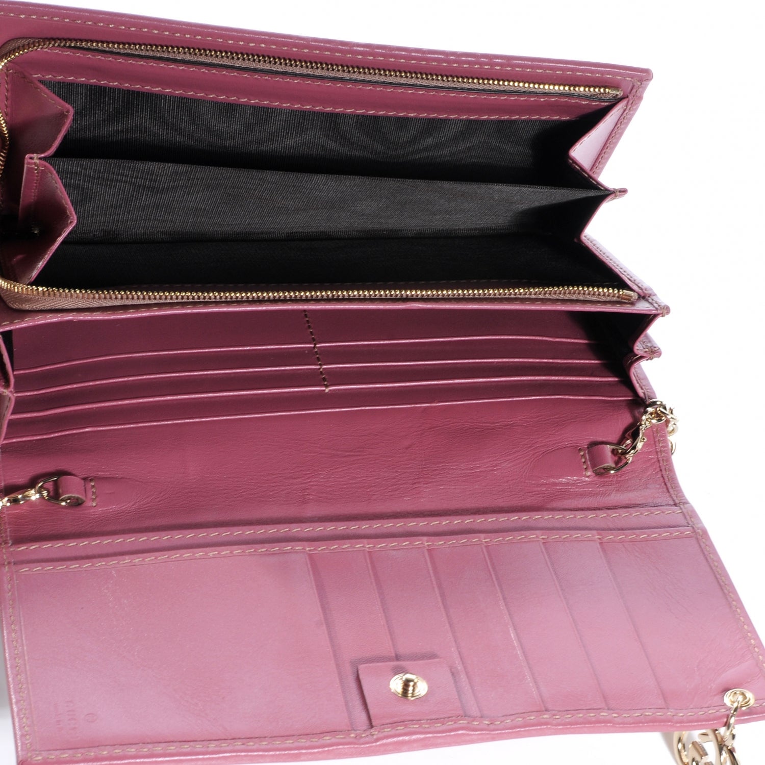 Gucci Imprime Monogram GG Pierce Chain Clutch Wallet Pink 8 of 9