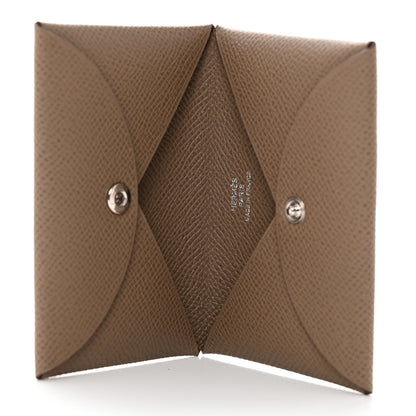 Hermes Epsom Calvi Card Case Etoupe 5 of 7