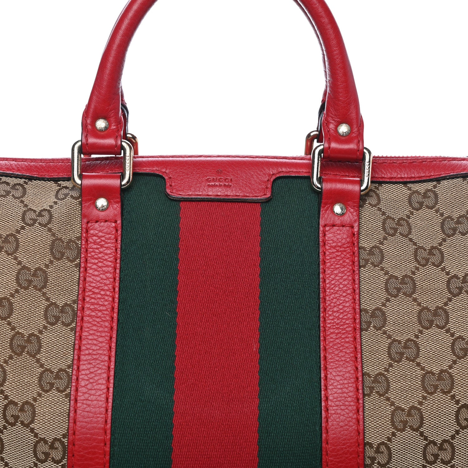 Gucci Monogram Vintage Web Medium Boston Red 11 of 11
