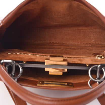 Fendi Vitello Suede Medium Peekaboo Iconic Satchel Cuoio Rame Moro 7 of 17