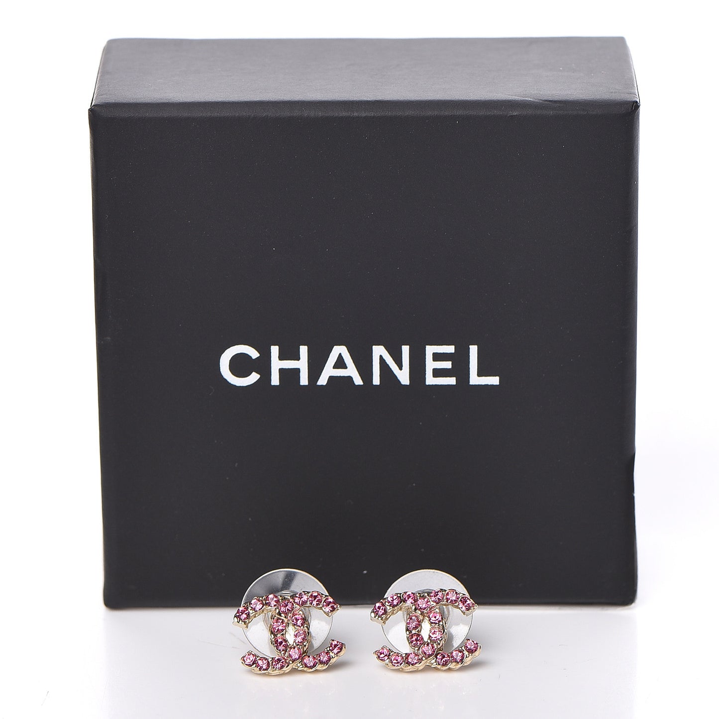 Crystal Mini CC Earrings Pink Gold