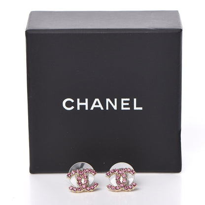 Chanel Crystal Mini CC Earrings Pink Gold 5 of 5