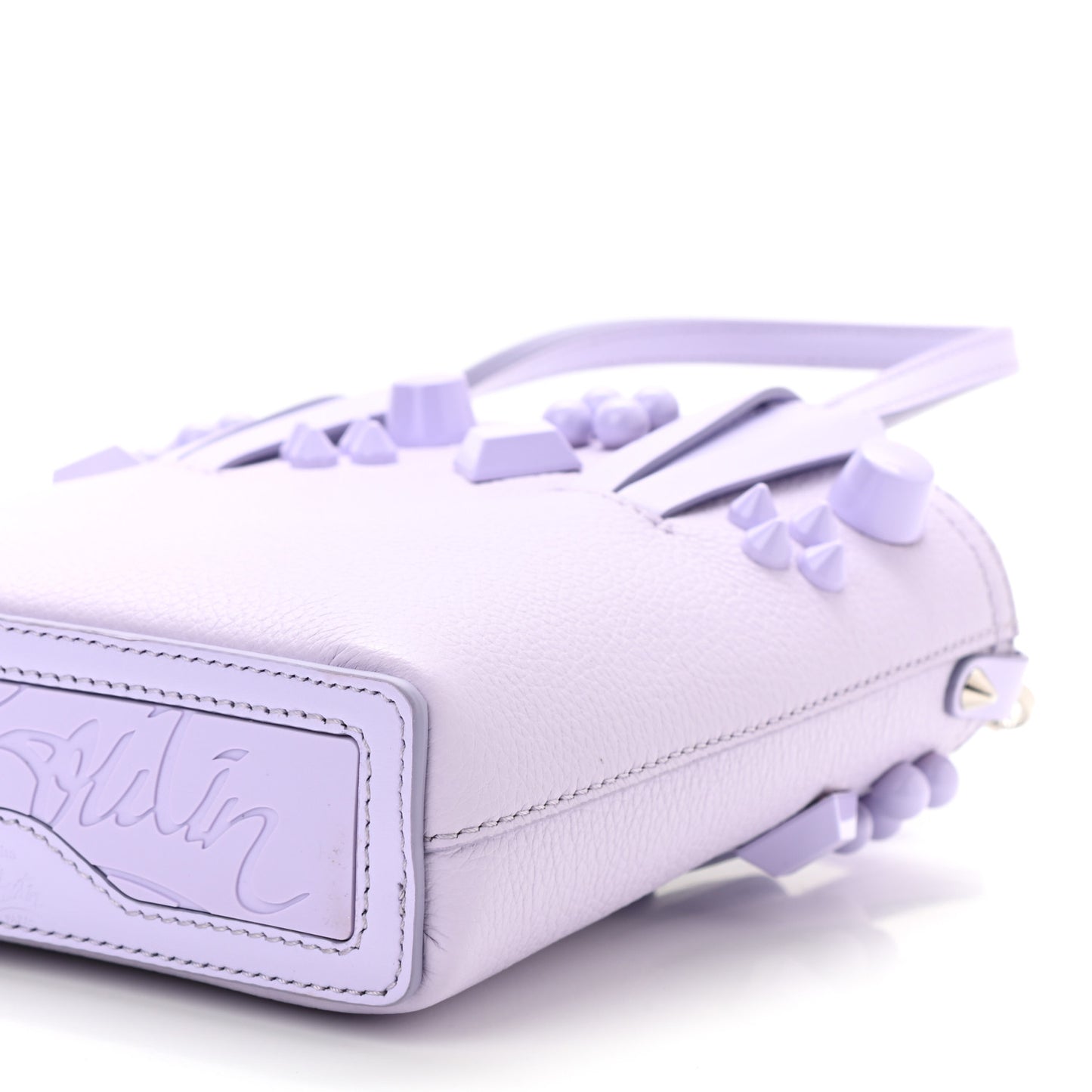 Calfskin Empire Spike Studded Mini North South Cabata Tote Lilac Smoke