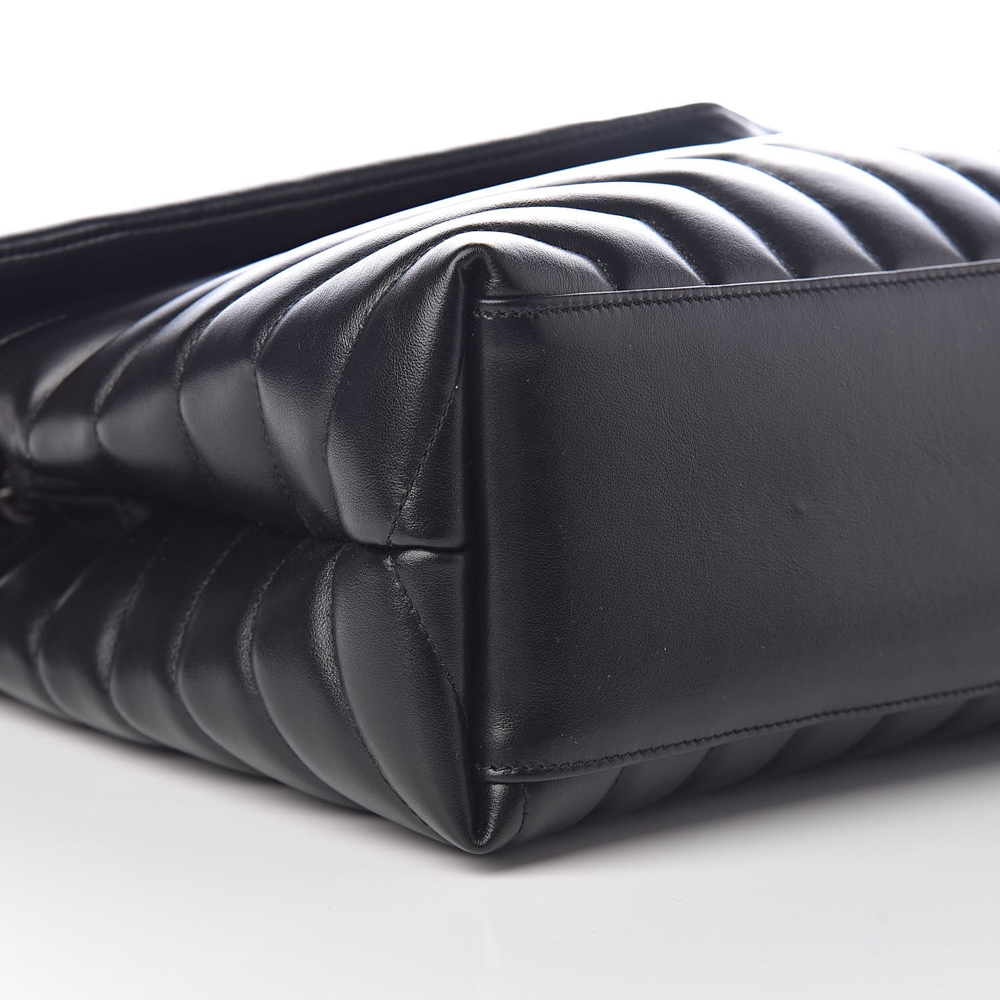 Calfskin Y Quilted Monogram Medium Loulou Chain Satchel Black