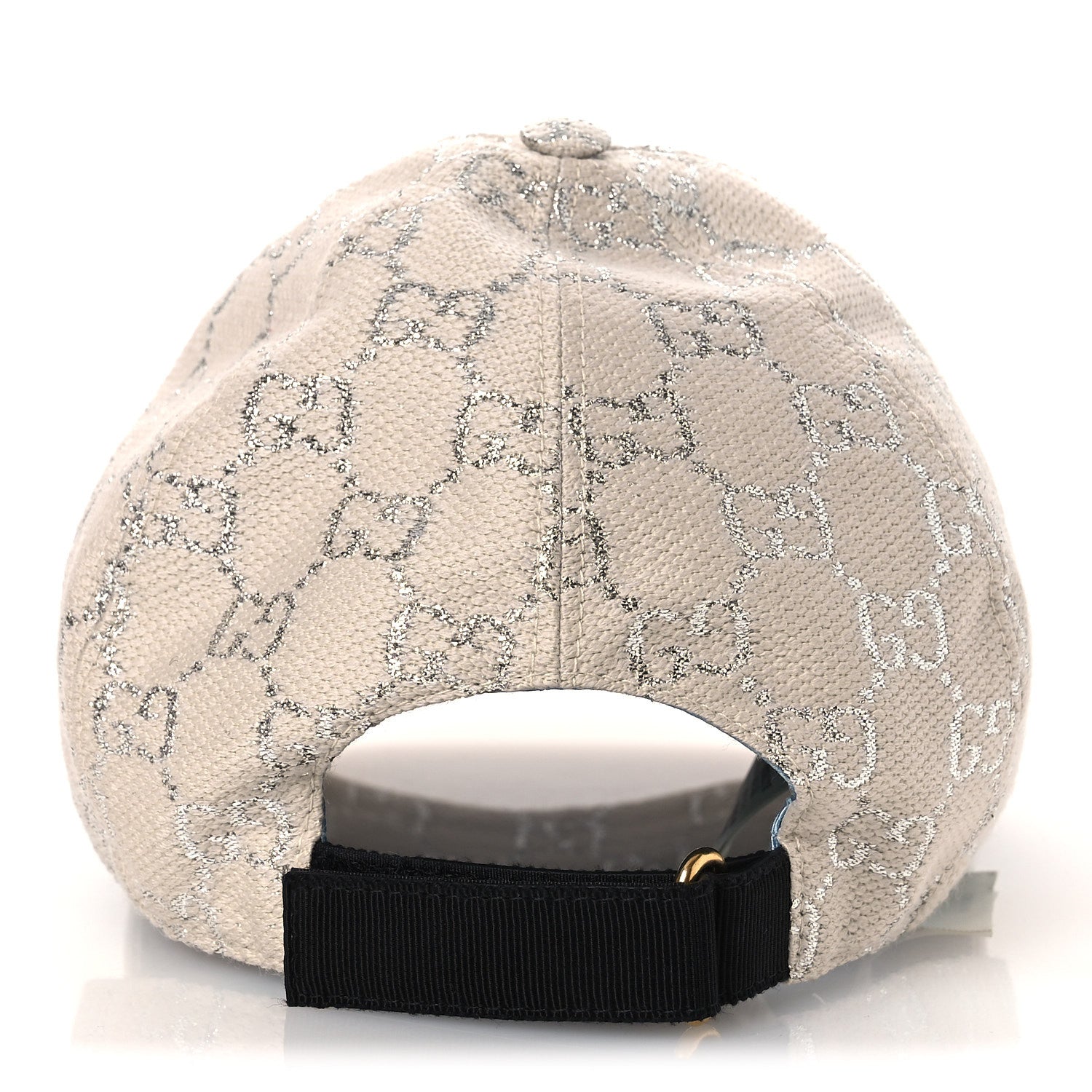 Gucci Canvas Lame GG Monogram Rush Baseball Hat M Gardenia Silver 5 of 8
