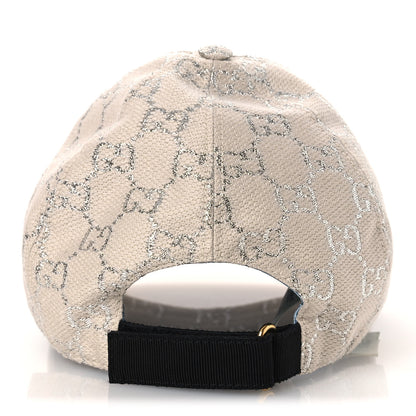 Gucci Canvas Lame GG Monogram Rush Baseball Hat M Gardenia Silver 5 of 8