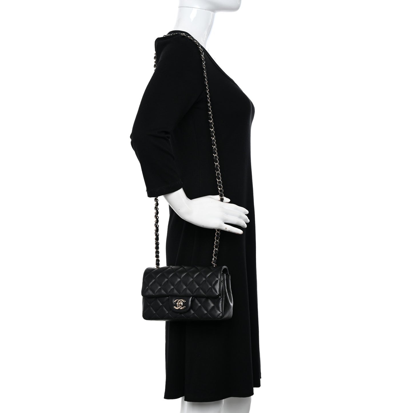 Lambskin Quilted Mini Rectangular Flap Black