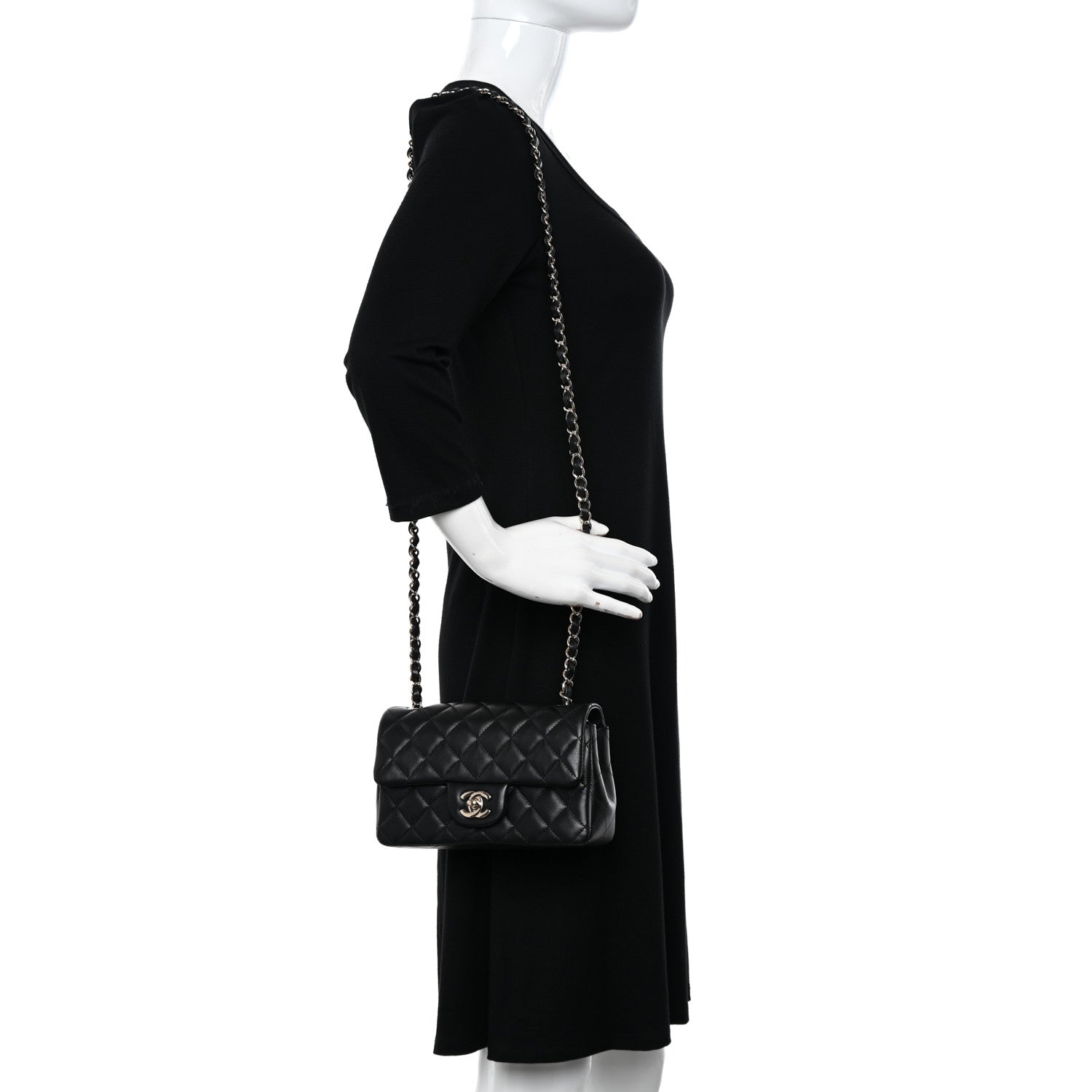 Chanel Lambskin Quilted Mini Rectangular Flap Black 2 of 13