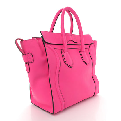 Celine Drummed Calfskin Mini Luggage Fluo Pink 3 of 15