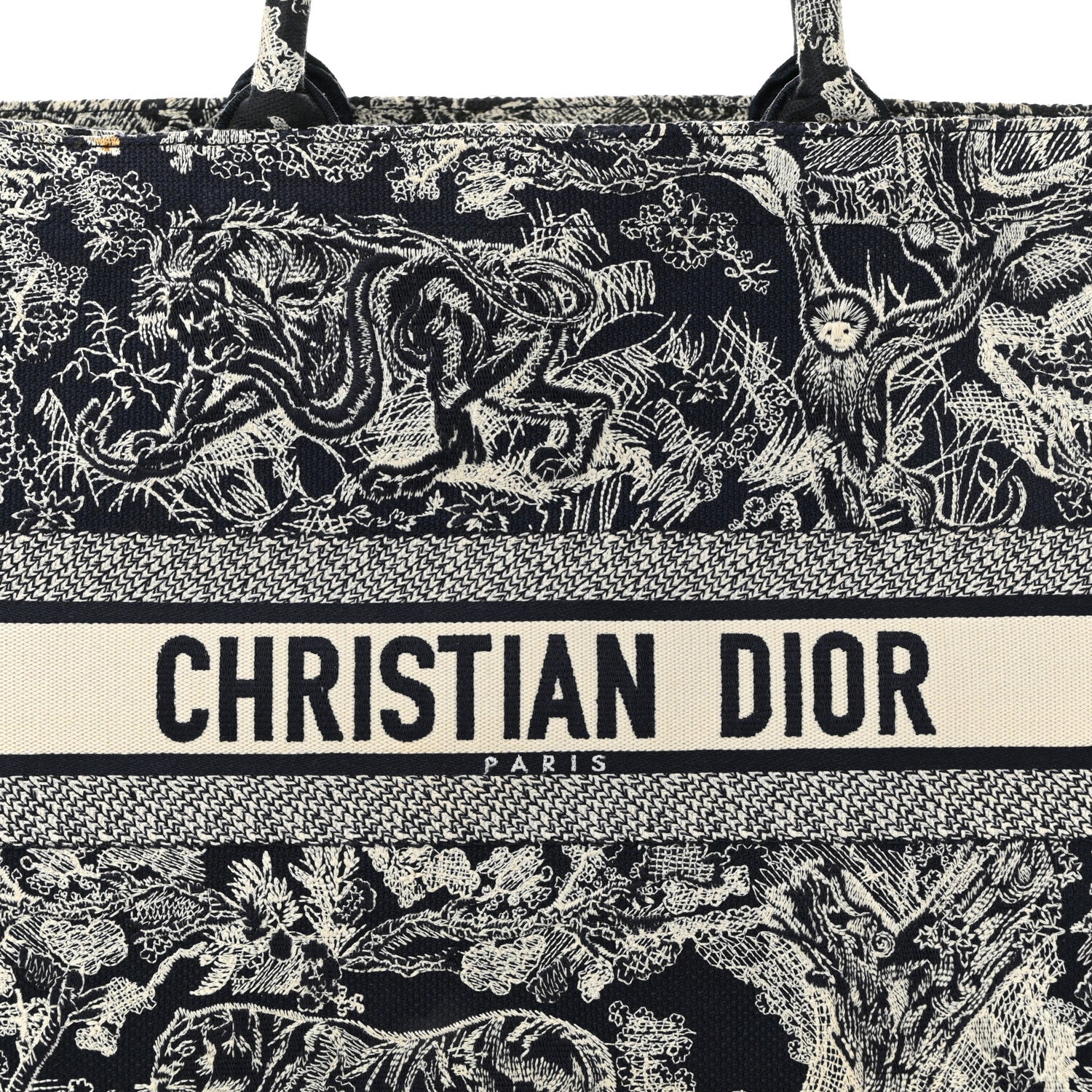 Christian Dior Canvas Embroidered Large Dioriviera Toile De Jouy Reverse Book Tote Blue 8 of 13