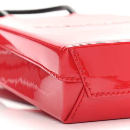 Balenciaga Patent Calfskin Logo Shopping Phone Holder Bag Bright Red 9 of 10