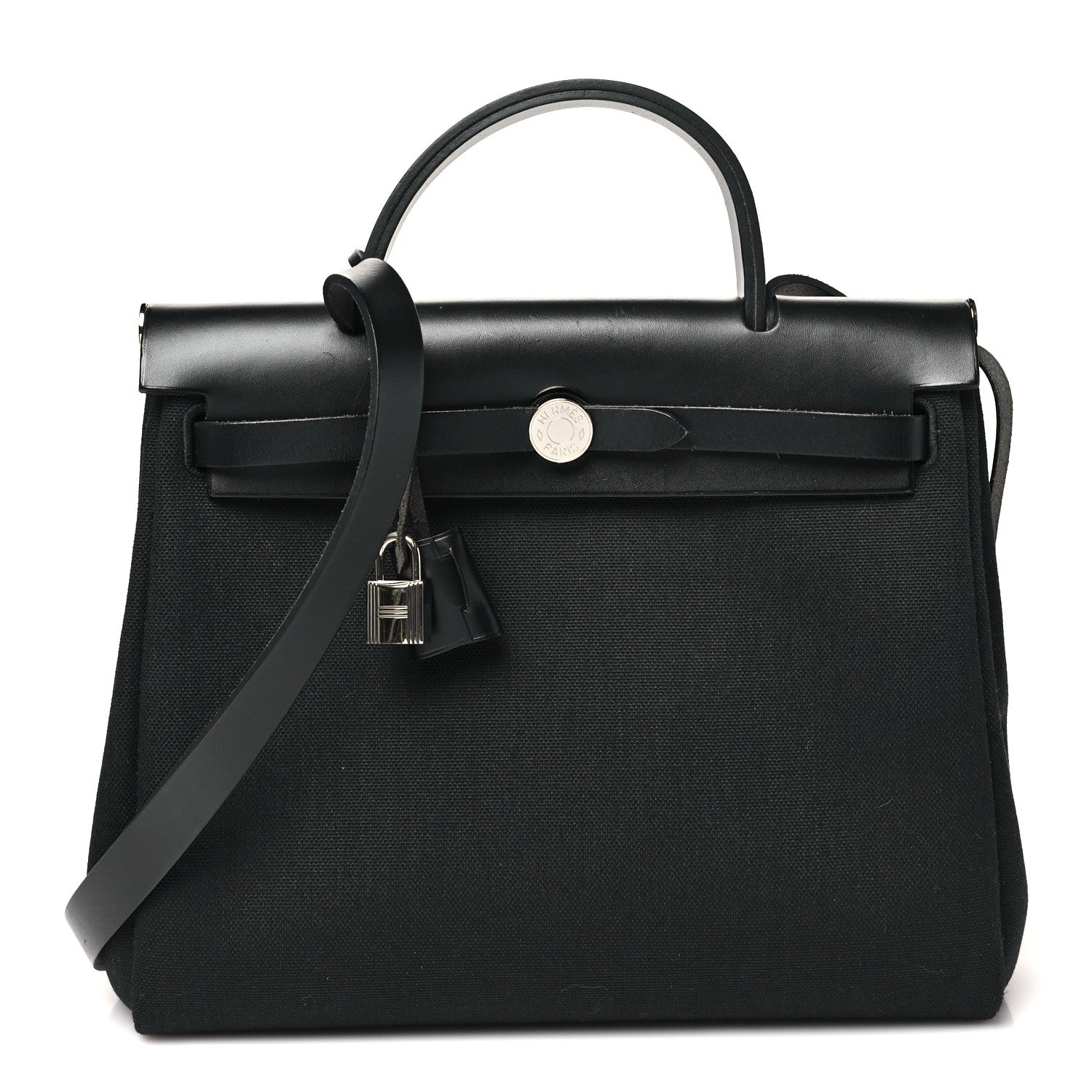 Hermes Military Toile Vache Hunter Herbag Zip Retourne 31 PM Black 1 of 11