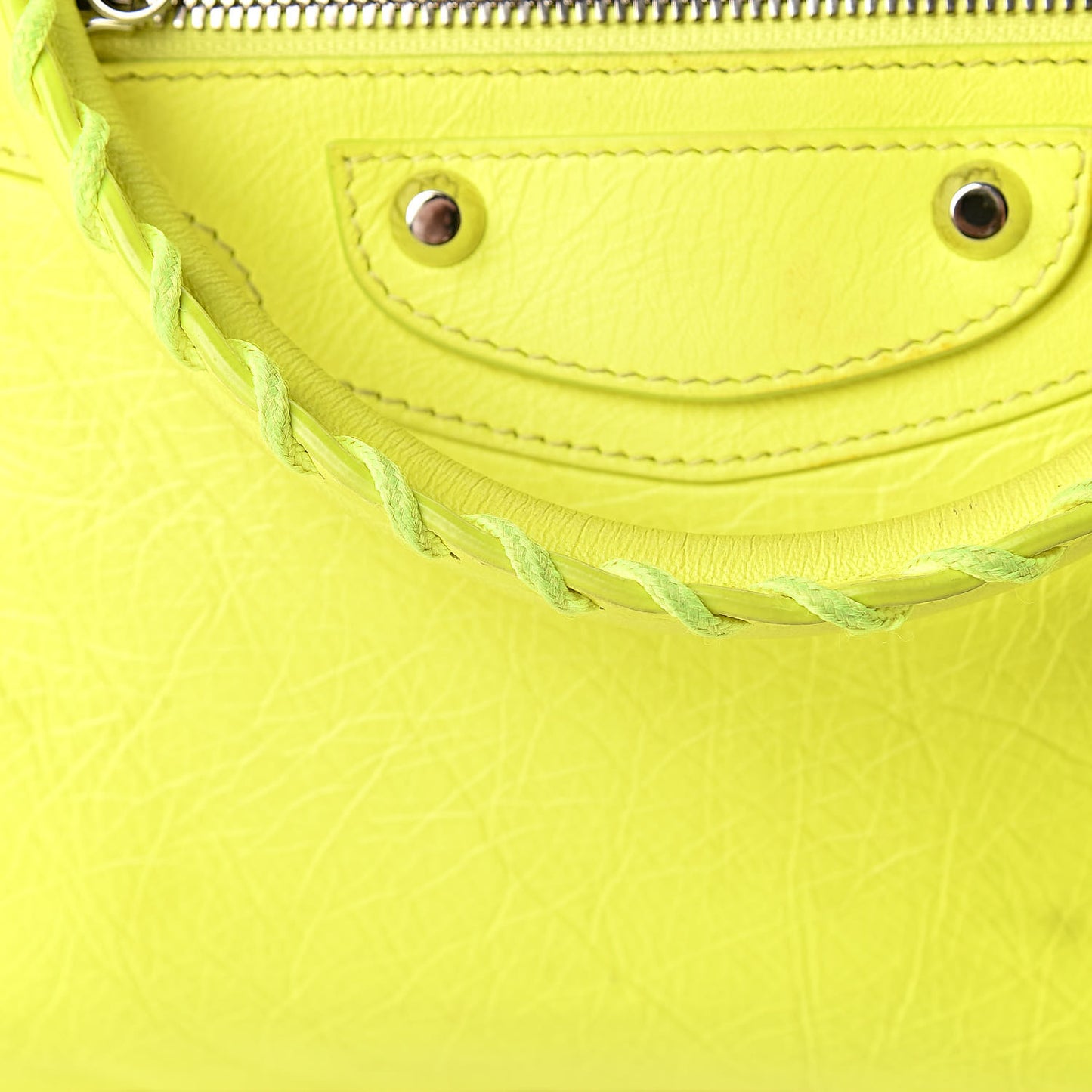 Agneau Classic Silver Hardware City Jaune Fluo
