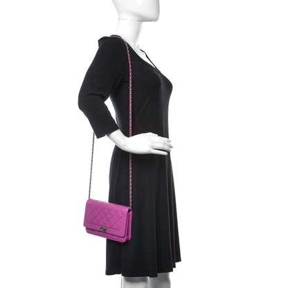 Chanel Lambskin Quilted Boy Wallet On Chain WOC Dark Pink 2 of 13