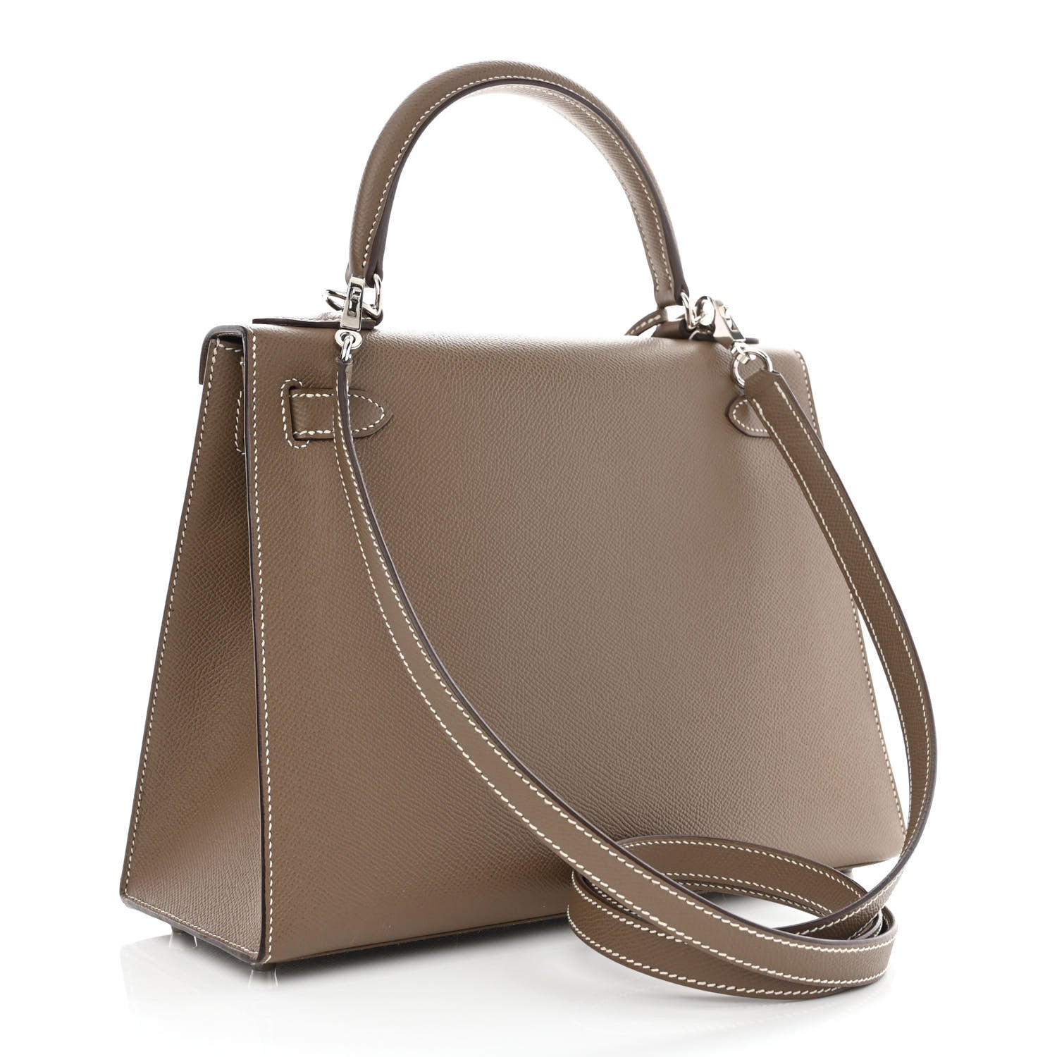 Hermes Epsom Horseshoe Kelly Sellier 28 Etoupe Bleu Electrique 3 of 13