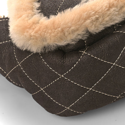 Chanel Shearling Suede Quilted Small Fur Flap Metallic Bronze 7 of 8