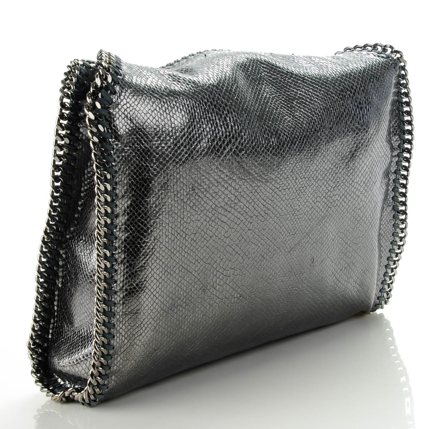 Metallic Snake Print Small Falabella Tote Grey