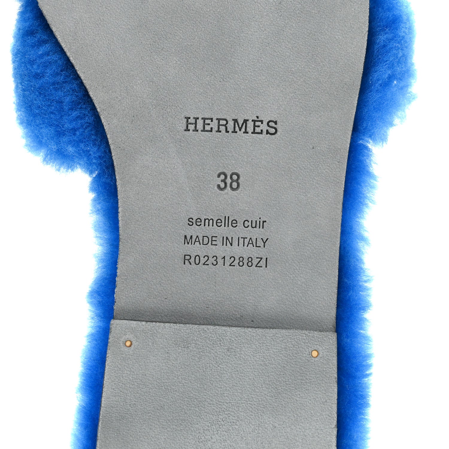 Hermes Woolskin Oran Sandals 38 Blue 8 of 9