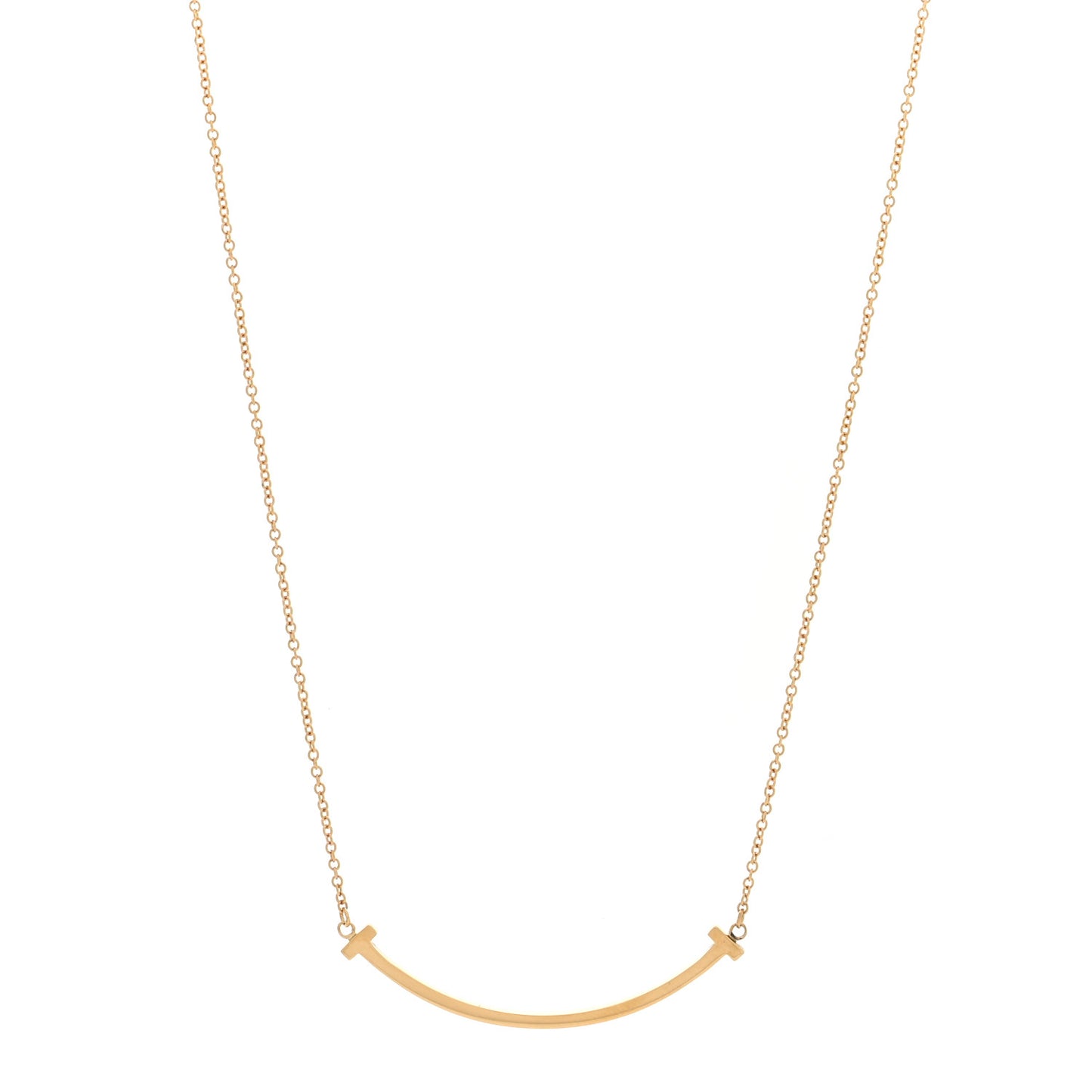 18K Yellow Gold Small T Smile Pendant Necklace