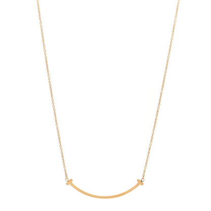Tiffany 18K Yellow Gold Small T Smile Pendant Necklace 1 of 5