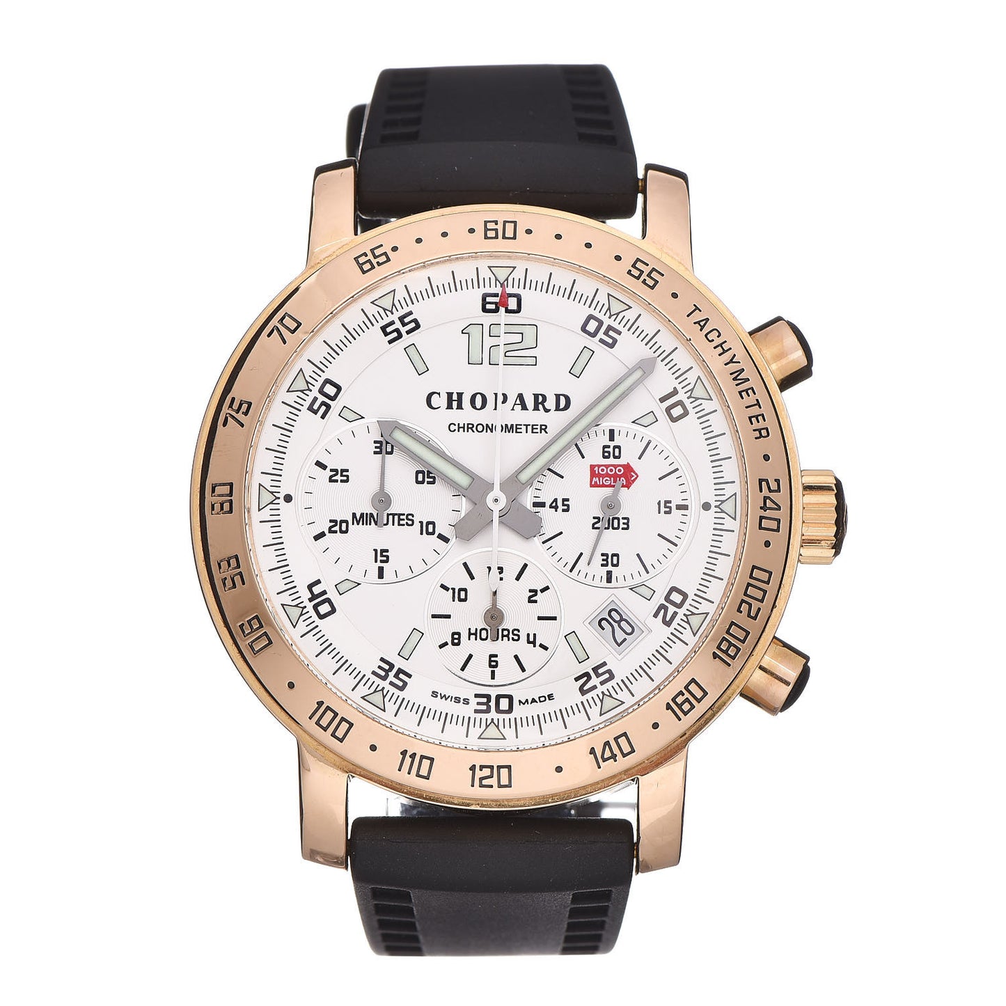 18K Yellow Gold Rubber 41mm Mille Miglia Chronometer Automatic Watch