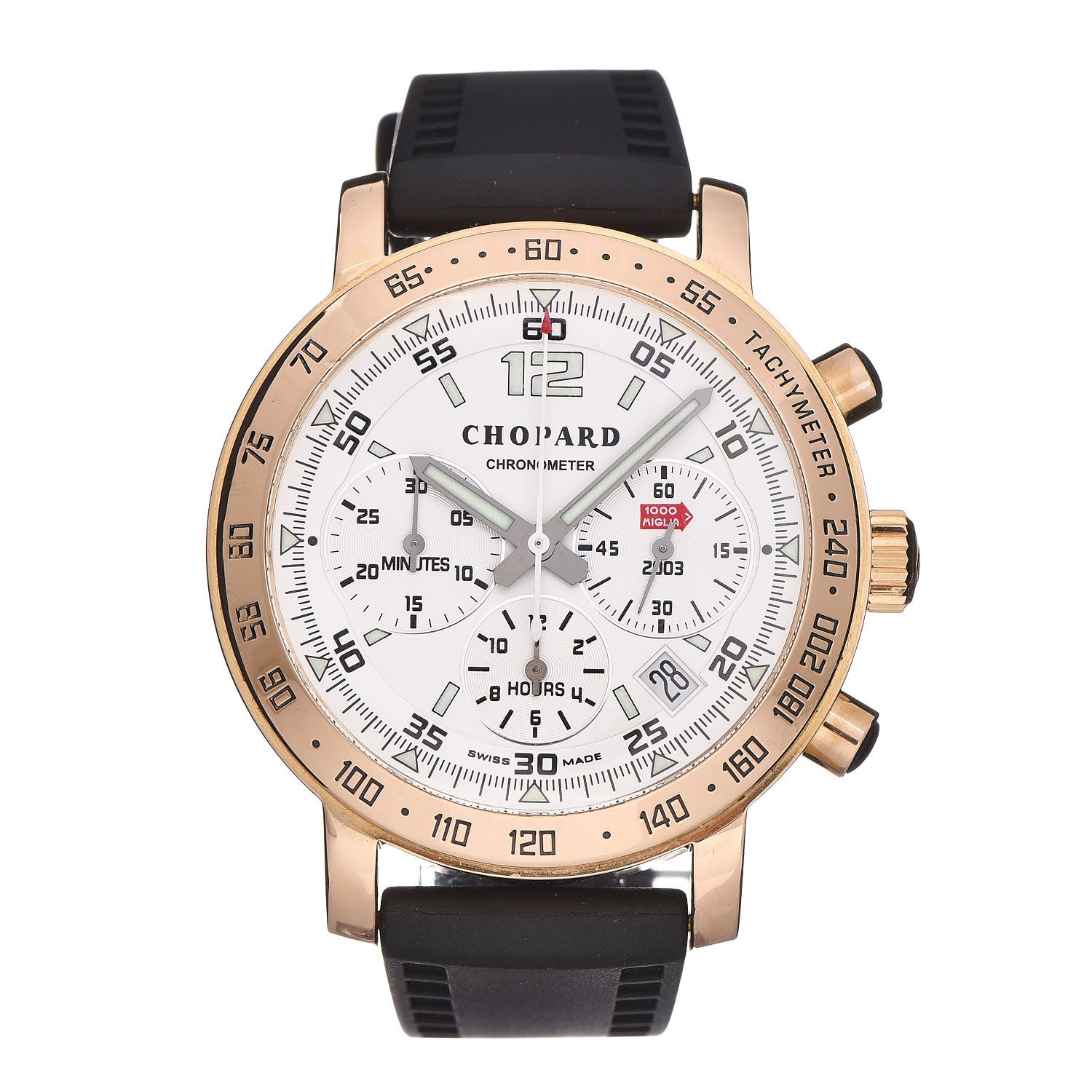 Chopard 18K Yellow Gold Rubber 41mm Mille Miglia Chronometer Automatic Watch 1 of 7