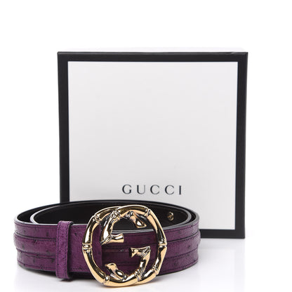 Gucci Ostrich Bamboo Interlocking G Belt 90 36 Purple 5 of 5