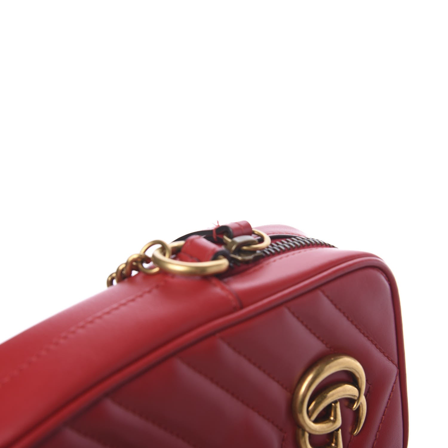 Gucci Calfskin Matelasse Mini GG Marmont Crossbody Bag Hibiscus Red 11 of 12