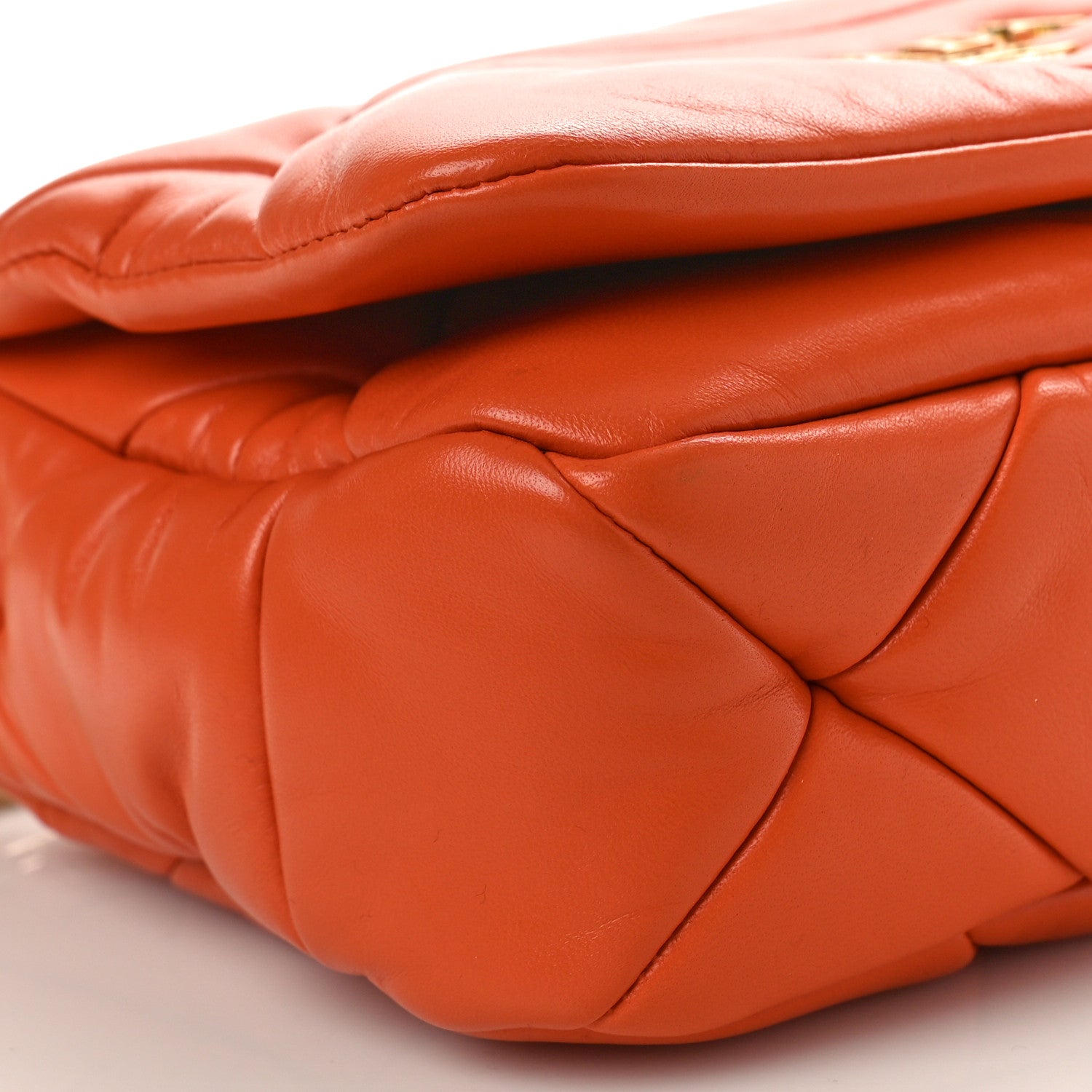 Prada Nappa Metal Quilted Small Patchwork System Flap Bag Arancio 8 of 9