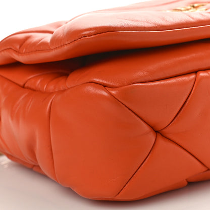 Prada Nappa Metal Quilted Small Patchwork System Flap Bag Arancio 8 of 9