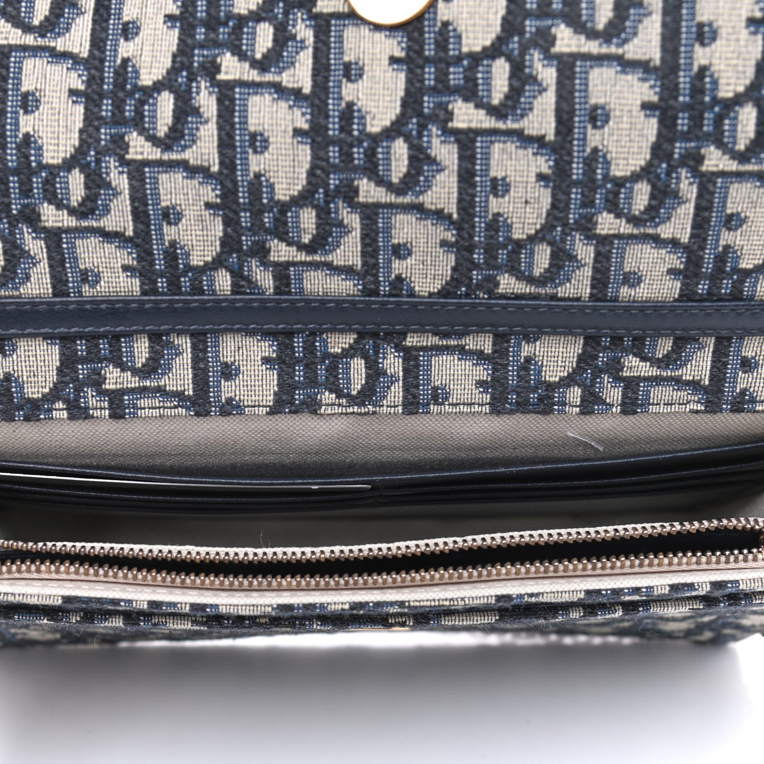 Christian Dior Oblique Saddle Chain Pouch Blue 4 of 4
