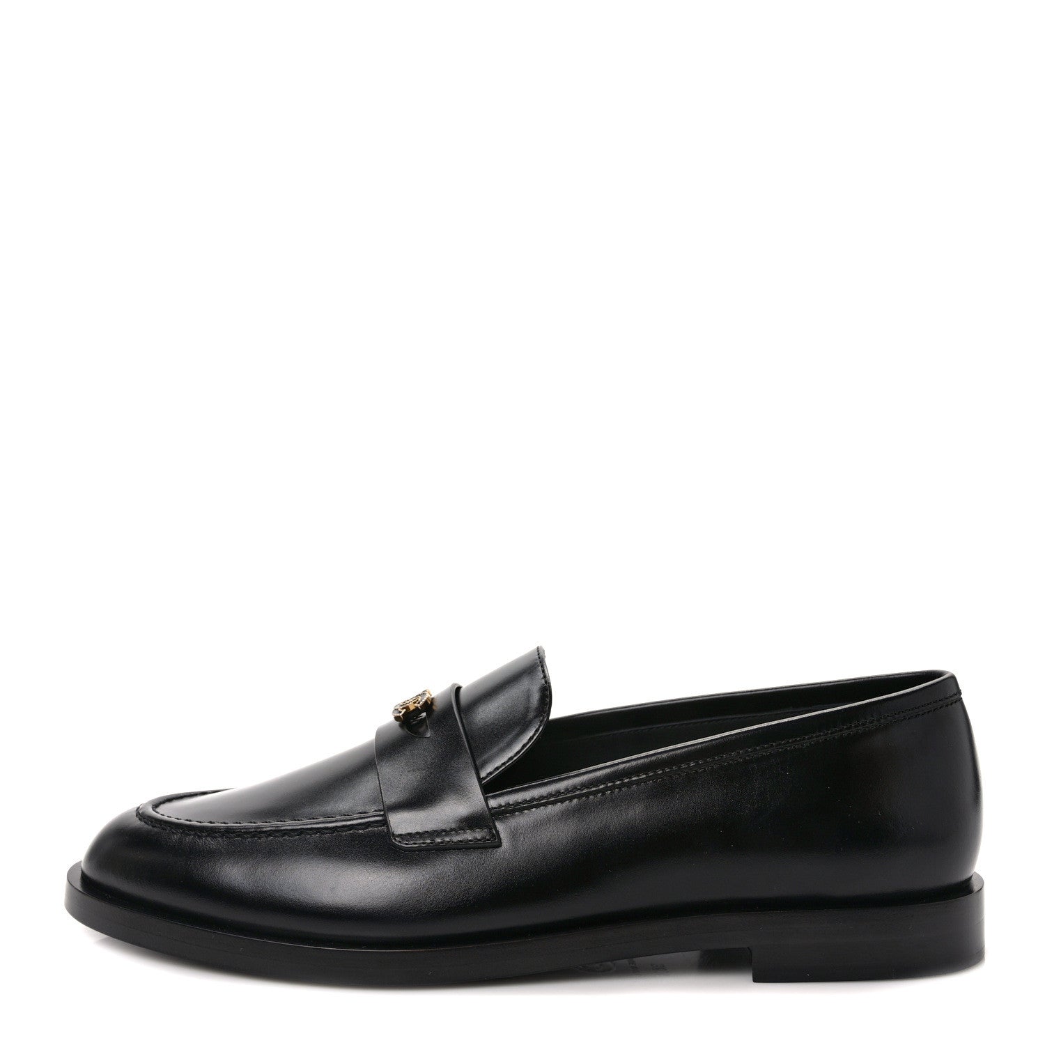 Chanel Shiny Calfskin CC Moccasin Loafers 38.5 Black 1 of 7