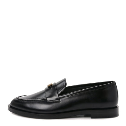 Chanel Shiny Calfskin CC Moccasin Loafers 38.5 Black 1 of 7