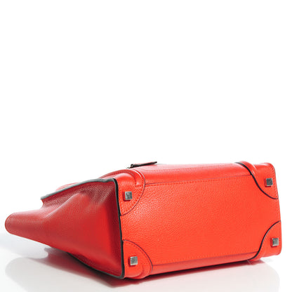 Celine Drummed Calfskin Micro Luggage Vermillion 4 of 8