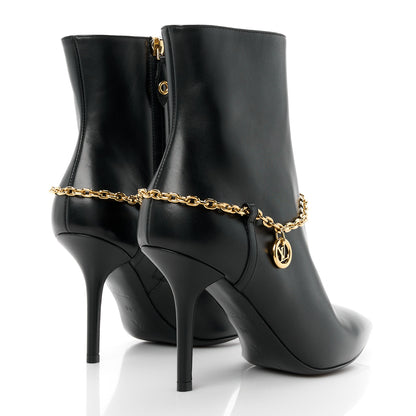 Louis Vuitton Calfskin Mansion Chain Ankle Boots 38.5 Black 4 of 9