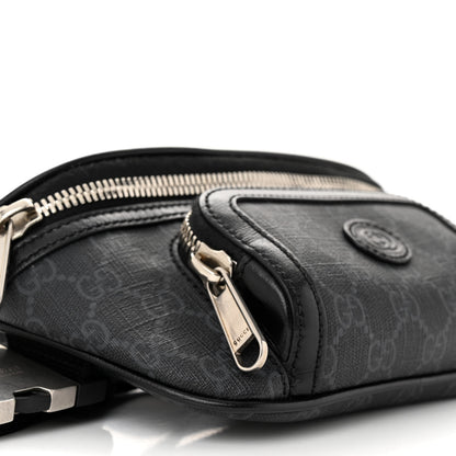 Gucci GG Supreme Monogram Textured Calfskin Retro Interlocking G Belt Bag Black 9 of 10